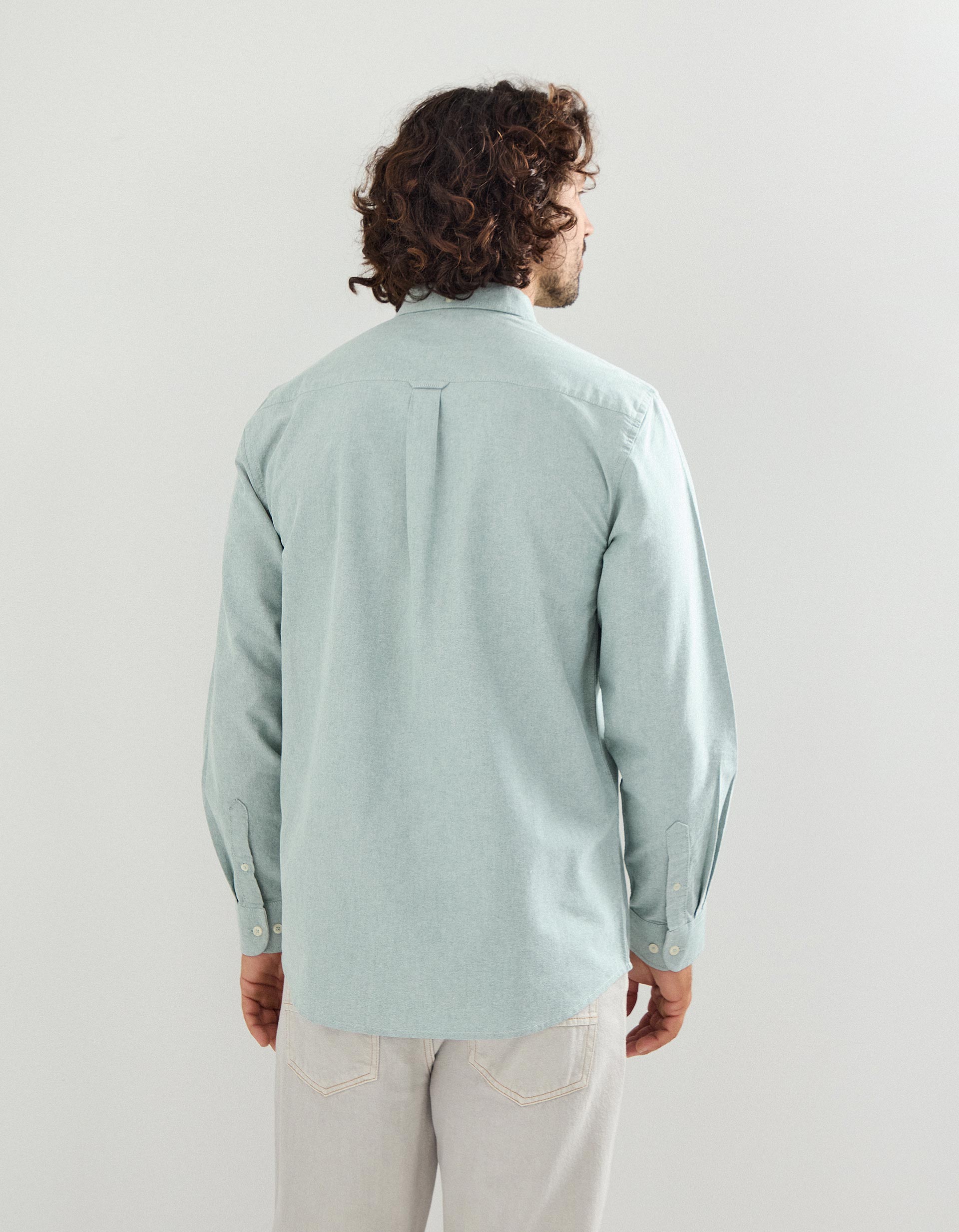 Camisa de Manga Comprida Oxford, Homem, Verde