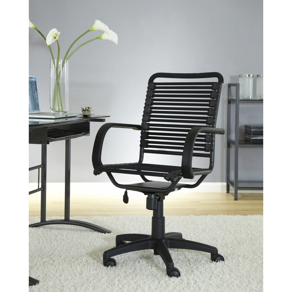 45 All Black Flat Bungee Cord High Back Office Chair