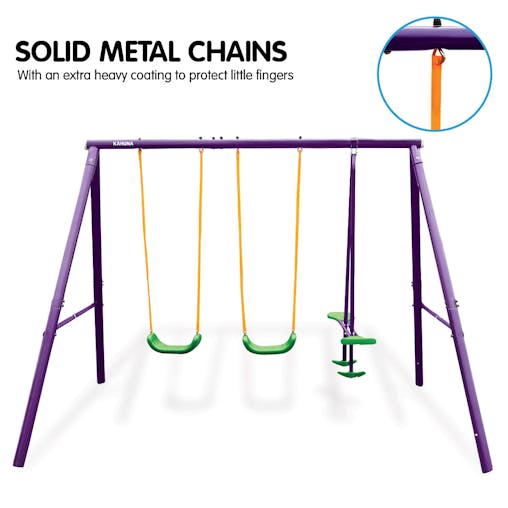 NNEDPE Kahuna Kids 4-Seater Swing Set Purple Green