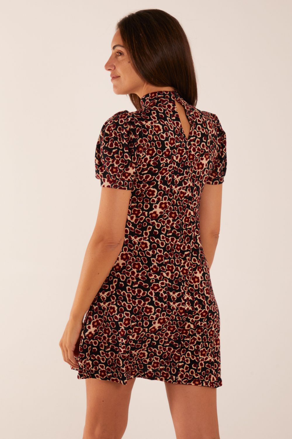 Blue Vanilla Floral Animal Smock Mini Dress