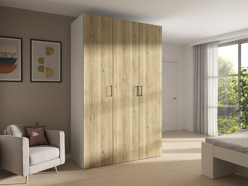 Szafa modułowa Flex 150 cm z 3 drzwiami biały/dąb mauvella