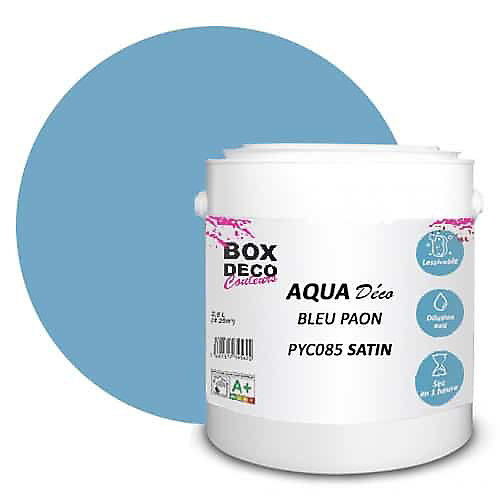 Bleu Paon Peinture murale acrylique aspect satin Aqua Déco - 2,5 L