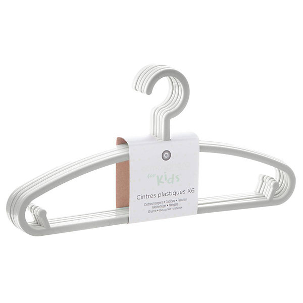 Lot de 6 cintres enfant - plastique - gris - Atmosphera