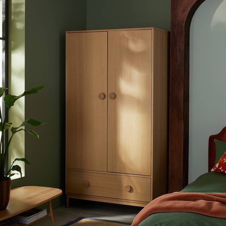 Habitat Cornelia 2 Door 1 Drawer Wardrobe - Oak