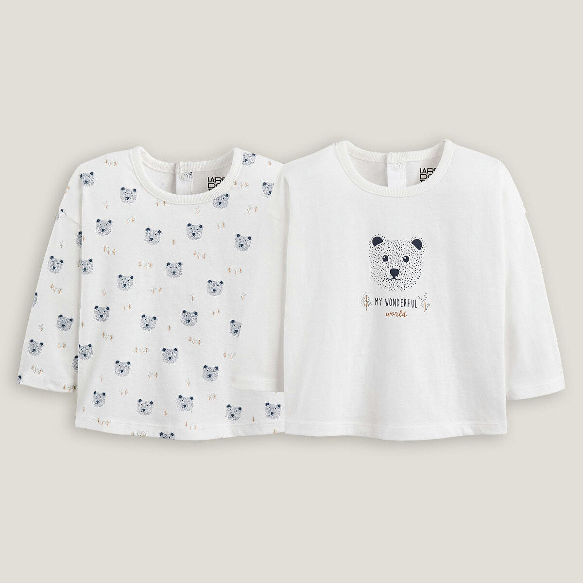 Lot de 2 T-shirts manches longues imprimés ours