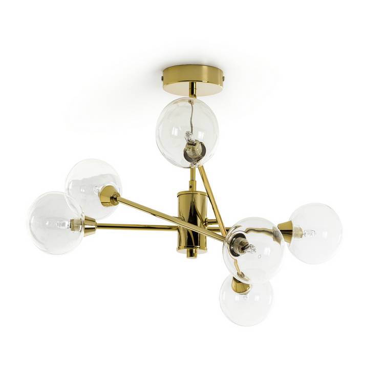 Habitat Sputnik Glass 6 Light Pendant Light – Gold