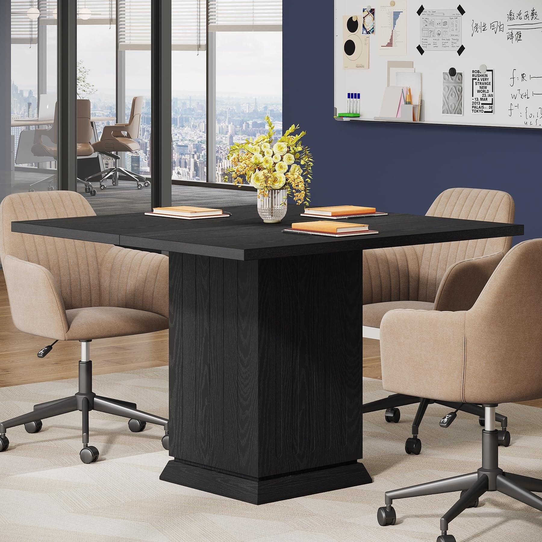 Square Conference Table Small Modern Meeting Table for Home Office