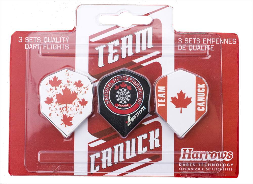 Harrows NDFC Team Canuck/Canadian Themed Standard Dart Flights, 9-pc