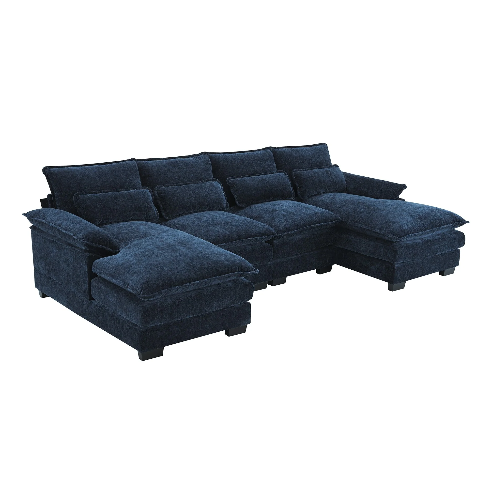 Modern U Shaped Modular Sofa with Dual Chaise Lounges and Layered Cushions for Living Room or Guest Room