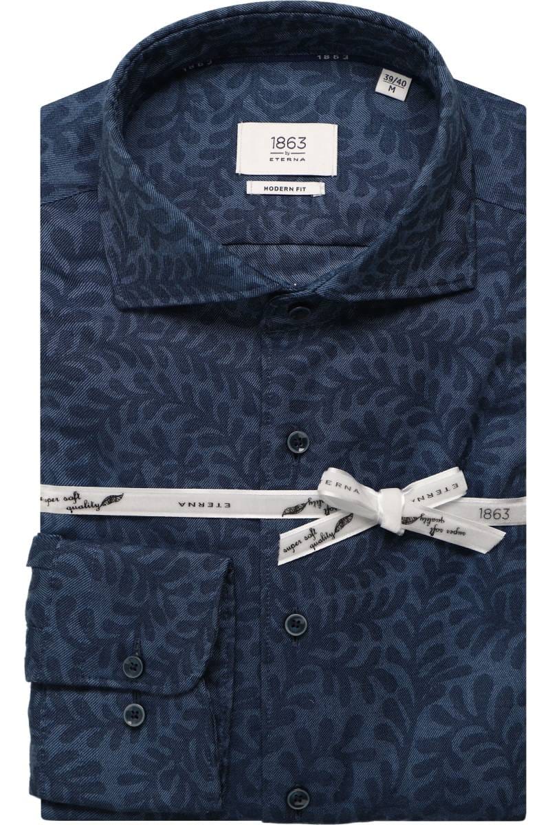 ETERNA 1863 Modern Fit Flanellhemd dunkelblau, Bedruckt