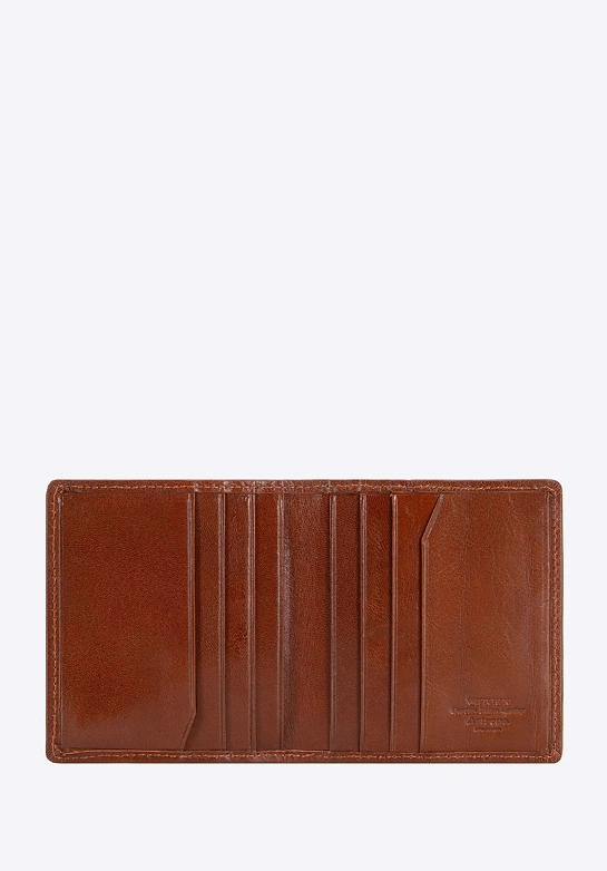 Etui na karty ze skóry z herbem bez zapięcia jasny brąz