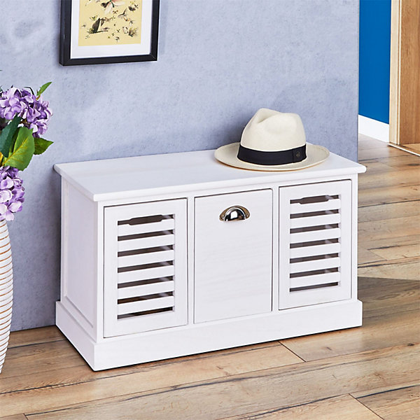 Banc de rangement TRIENT, 3 caisses, blanc