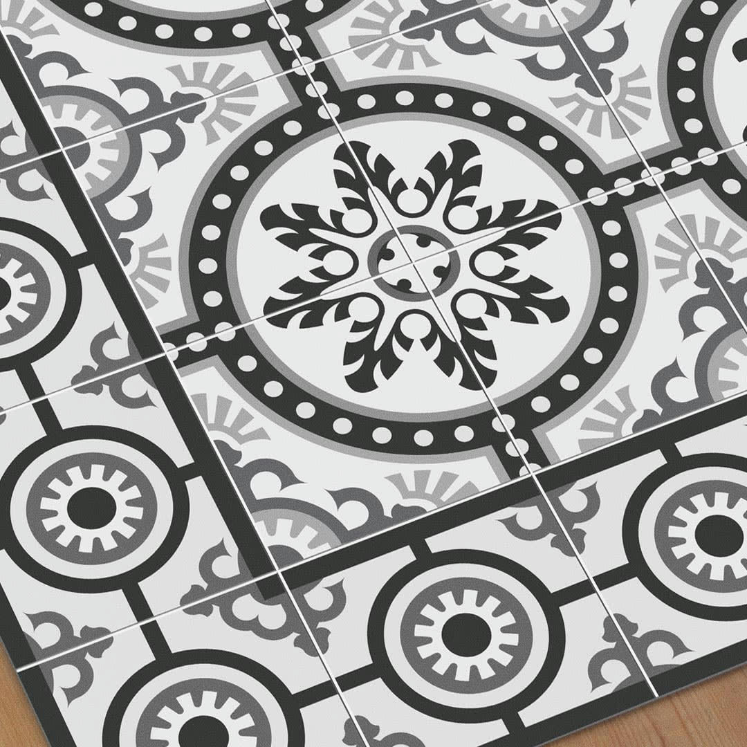 BARCELONE - Tapis en vinyle Lesseps noir 80x200