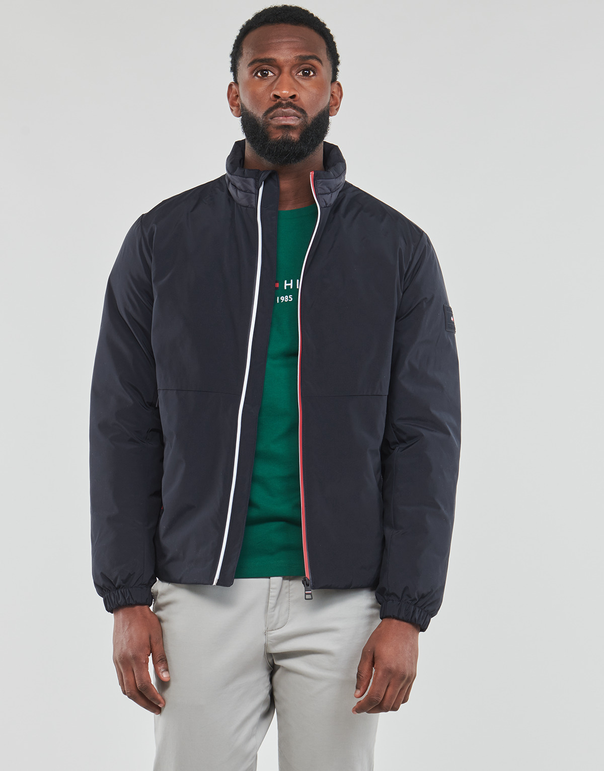 Tommy Hilfiger - MIX MEDIA STAND COLLAR JACKET - Marine