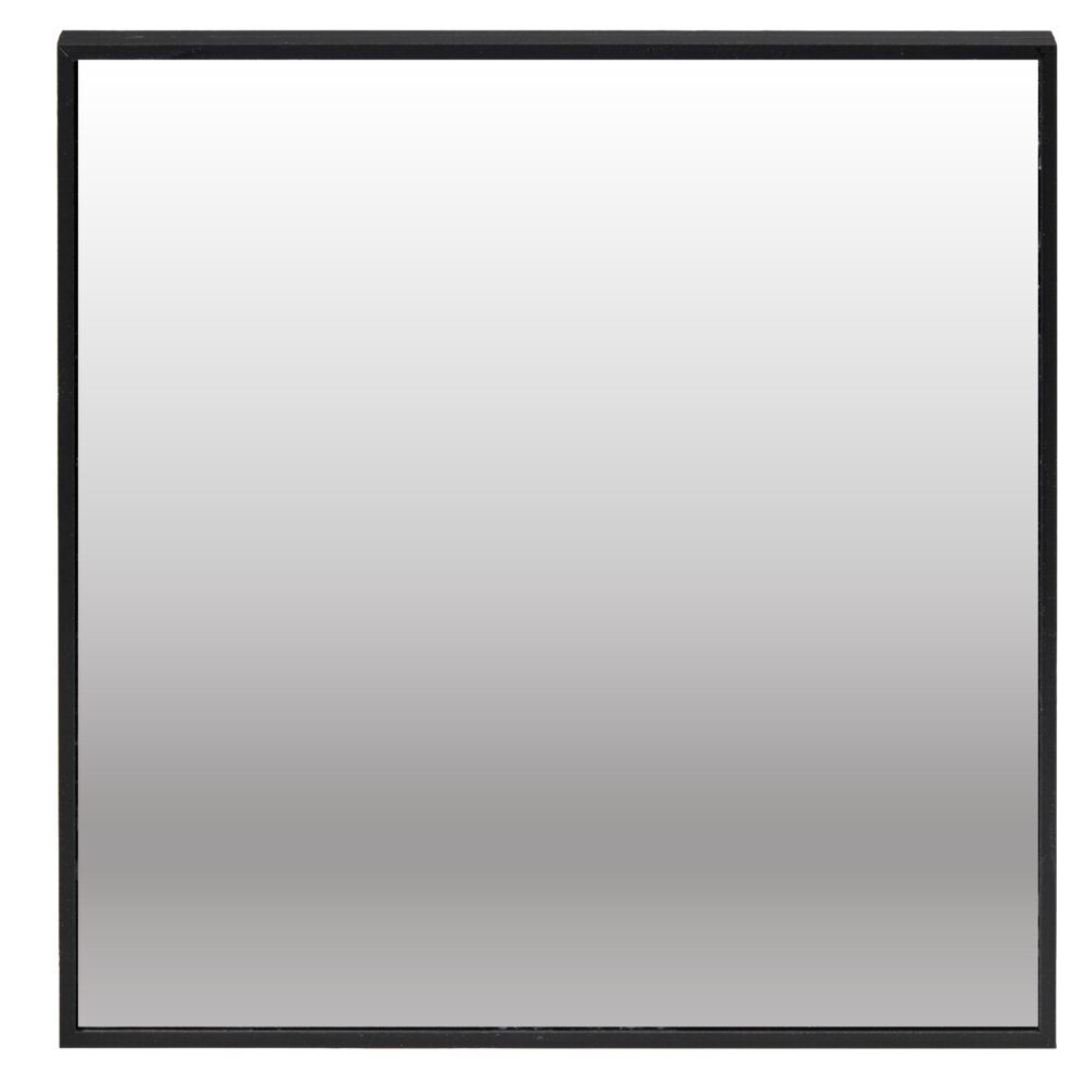 Miroir carré bord fin bois et verre noir 30x30cm