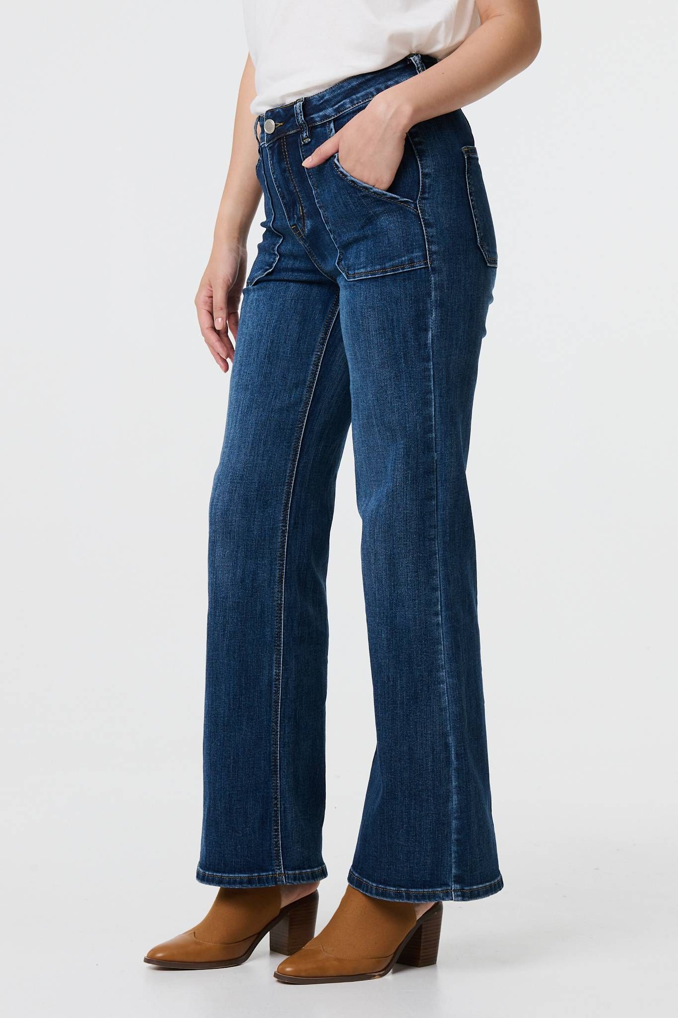 Izabel London Denim Pocket Detail High Waist Jeans