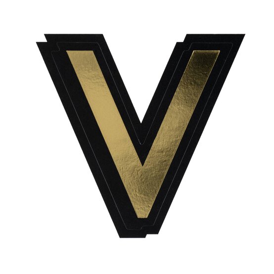 Black and Gold Vinyl Letter V Sticker 5cm