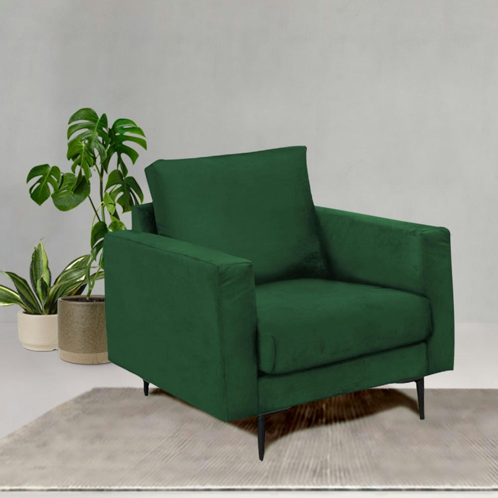 CARUSO - Fauteuil 1 place velours vert