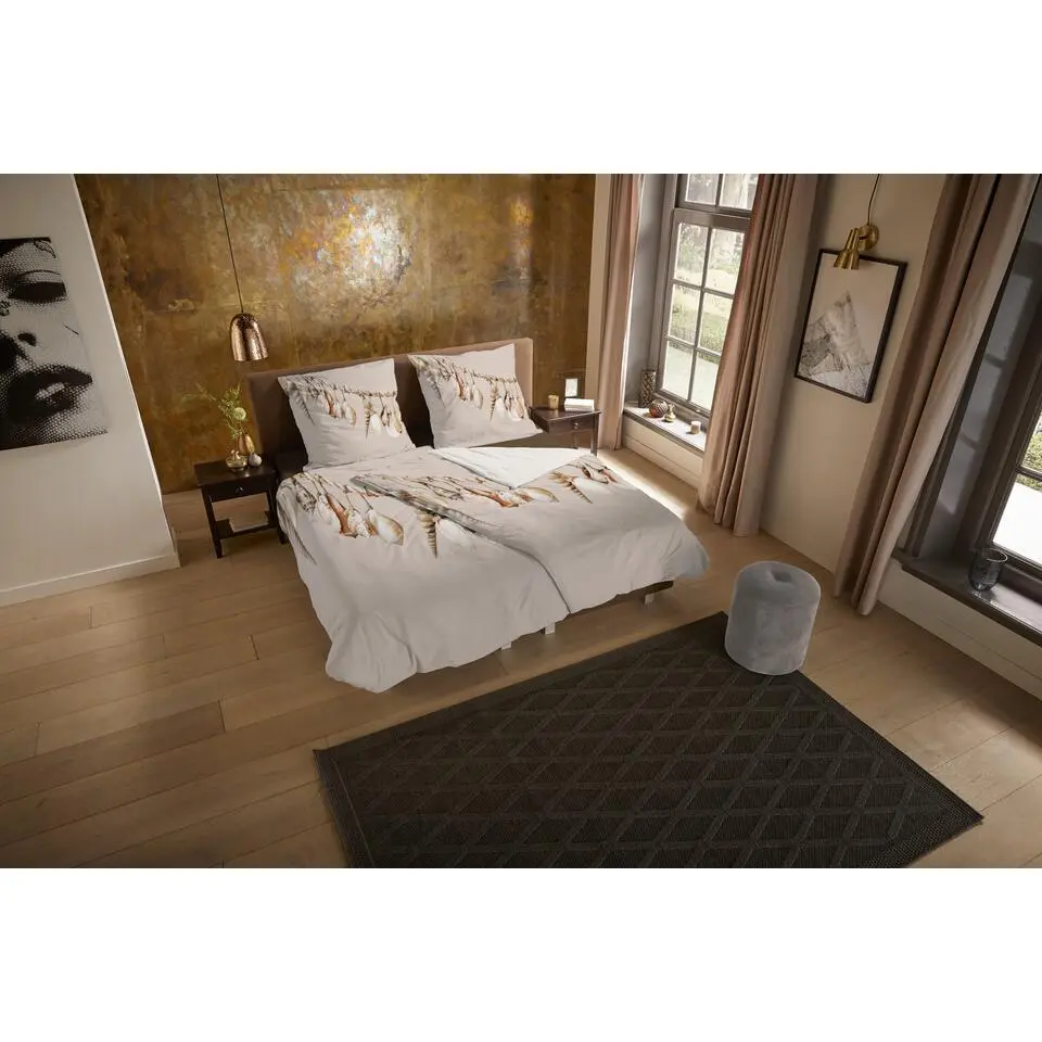 Pure dekbedovertrek schelpen - 1 persoons 140x200/220 cm - Zand - Microvezel