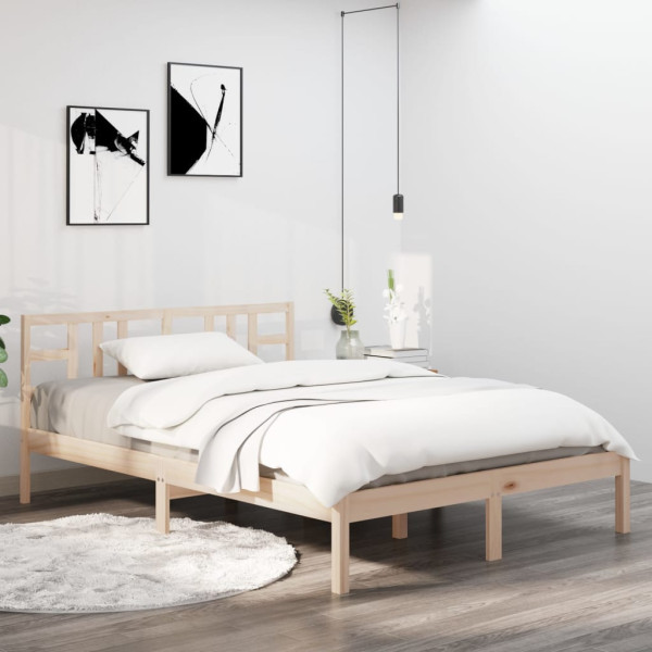 Rama łóżka lite drewno 135x190 cm podwójna