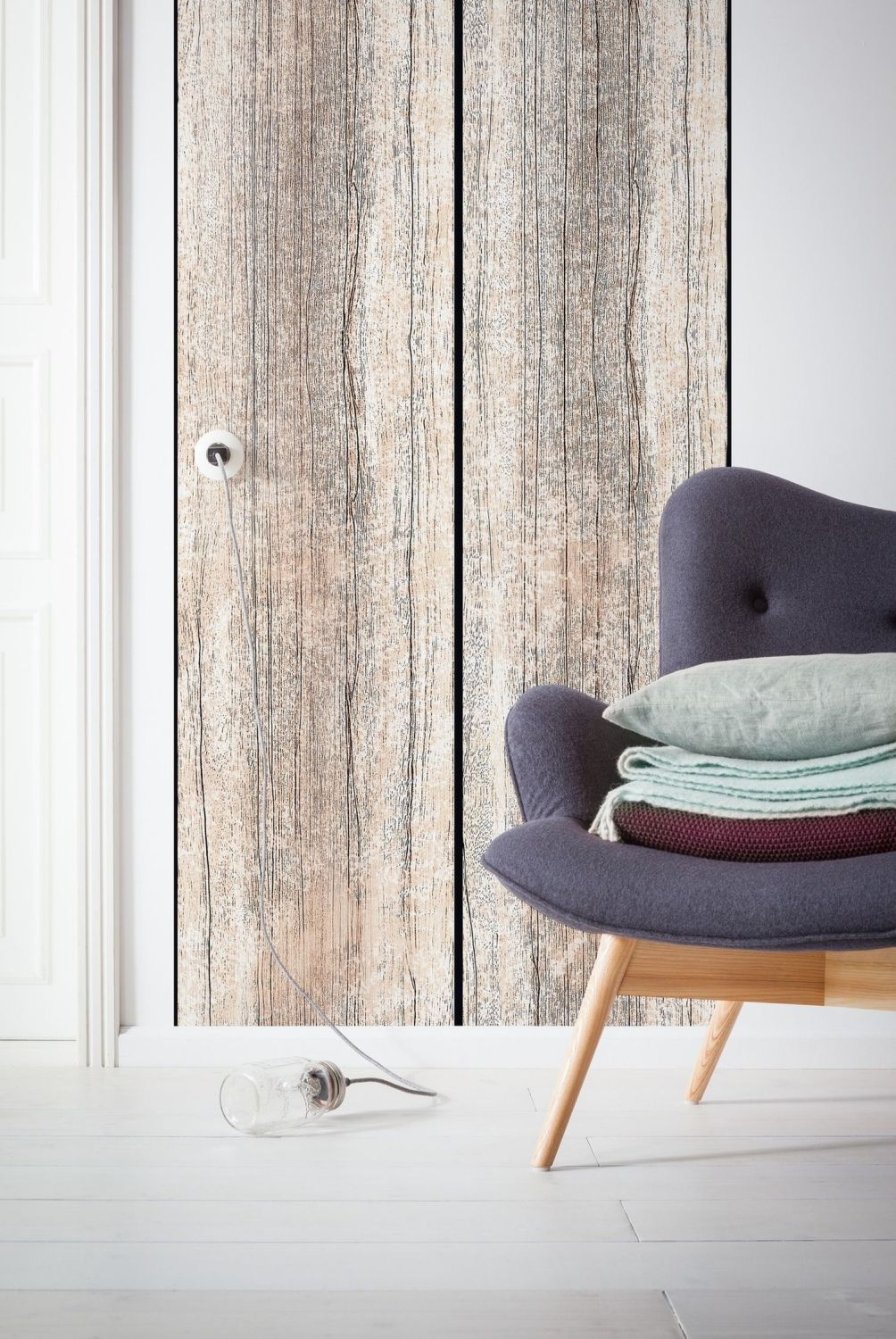 Sanders & Sanders fotobehang houten planken grijs - 100 x 250 cm - 611948