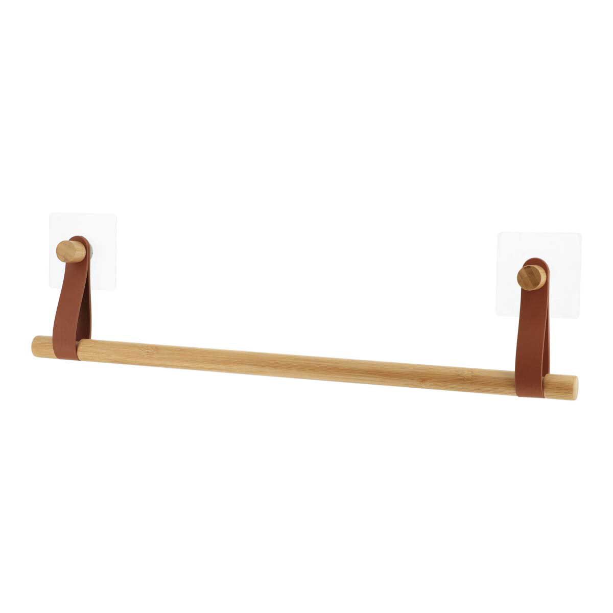 Toalheiro wc barra em bambu com alça caramelo