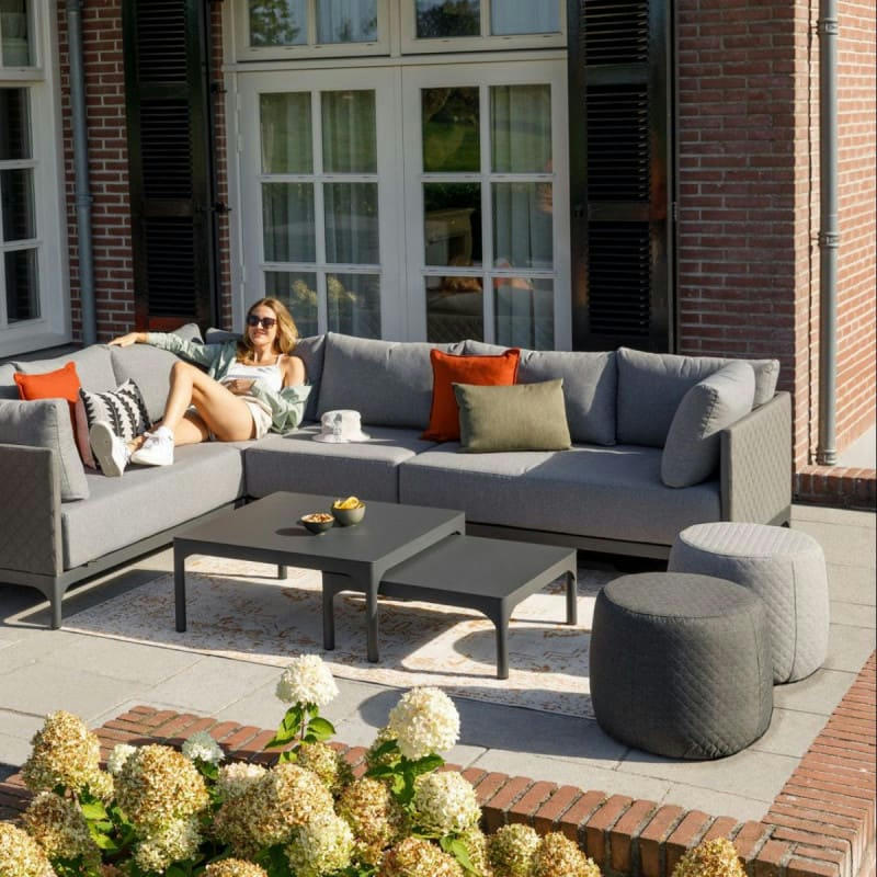 DOMINO - Repose-pied extérieur rond taupe