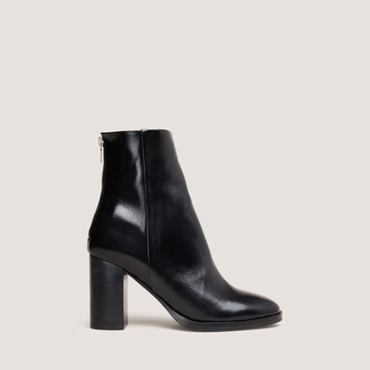 Boots à talonsen cuir noir | DEEP