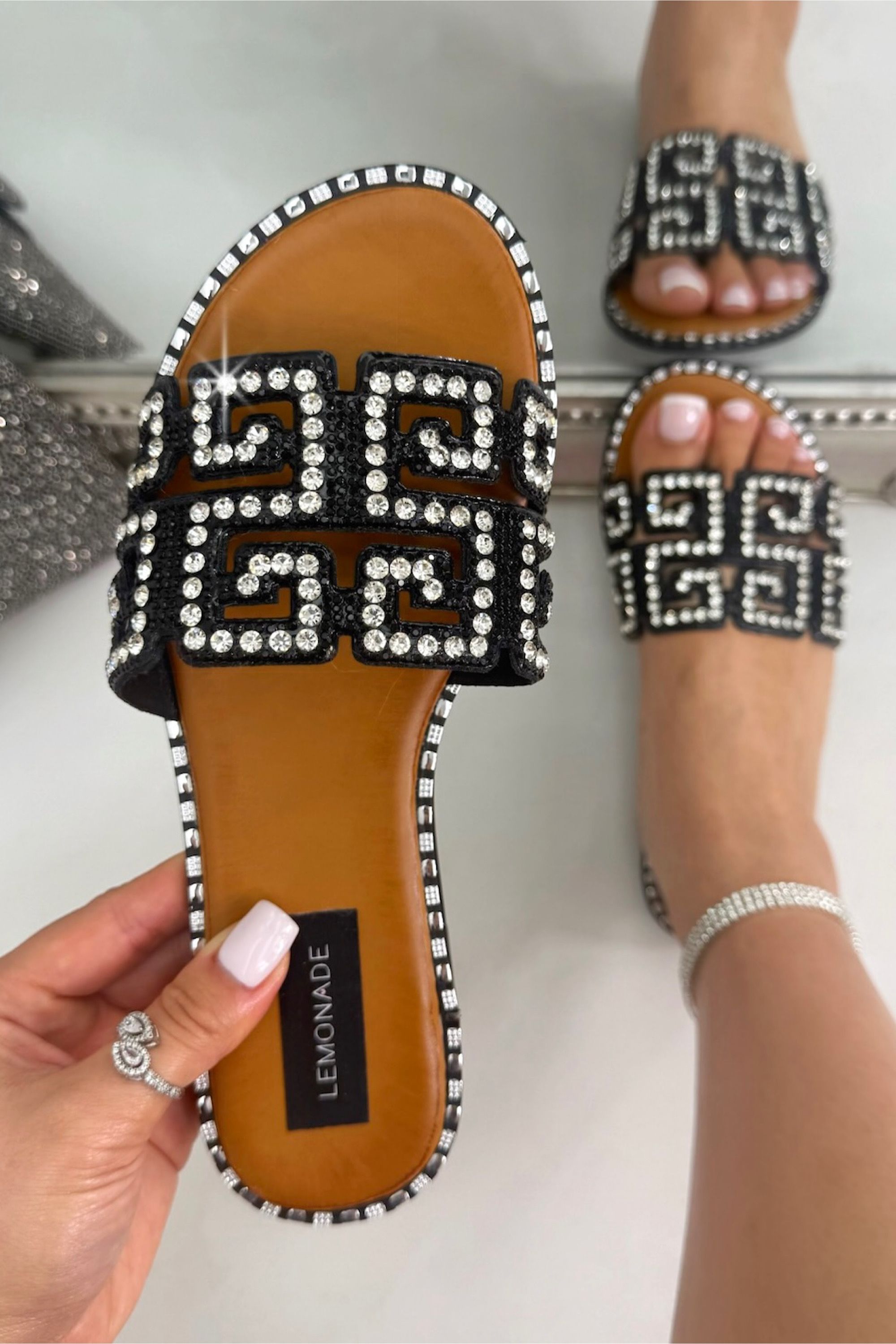 Love Lemonade Crystal Athena Geometric Sliders