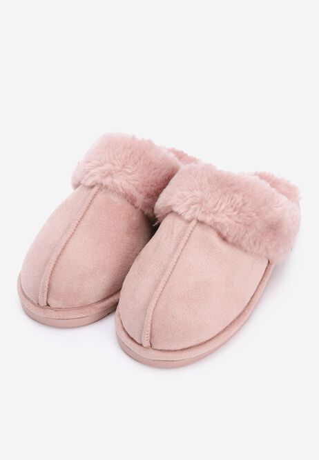 Womens Pink Fluffy Mule Premium Slippers