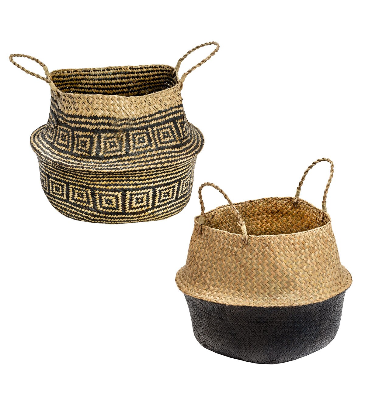 Honey Can Do 18 Brown & Black Folding Seagrass Woven Baskets 2ct