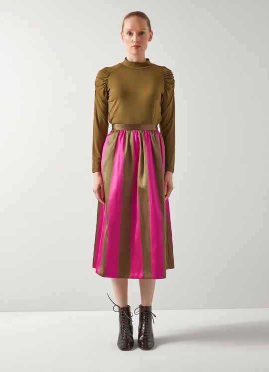 Olsen Olive & Magenta Skirt