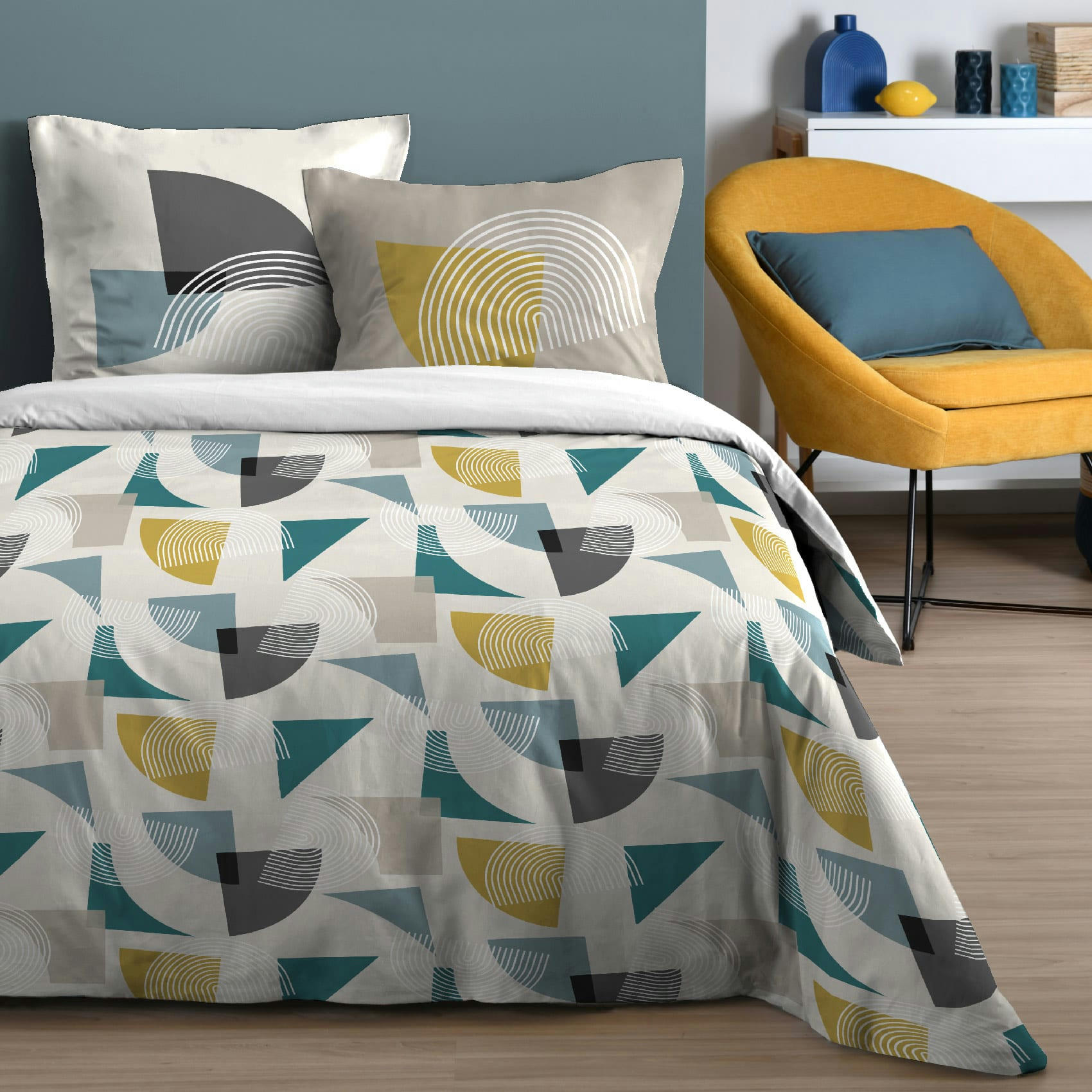 - Parure de lit au style seventies coton multicolore 240x220 cm