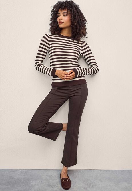 Womens Chocolate Brown Stripe Jumper