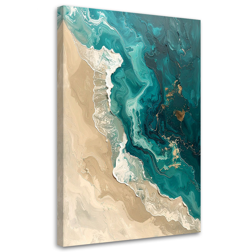 Obraz do salonu sypialni biura, Abstrakcyjne fale morze plaża turkus 20x30