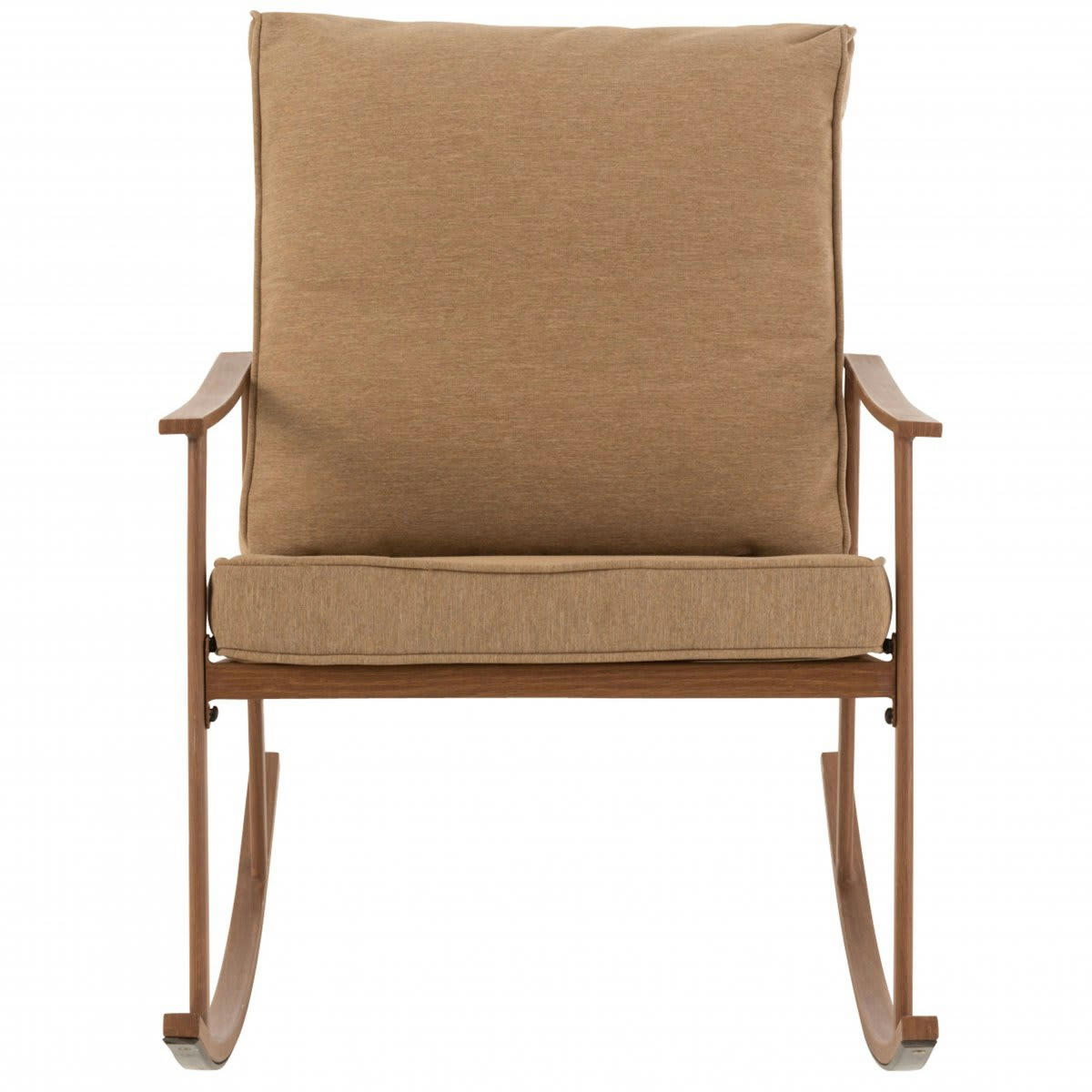 GRIFFON - Fauteuil à bascule moderne en métal et tissu beige