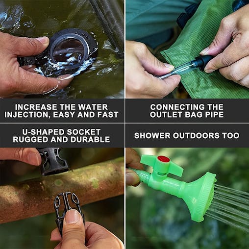 NNETM Solar Camping Shower Bag with Hose & Head