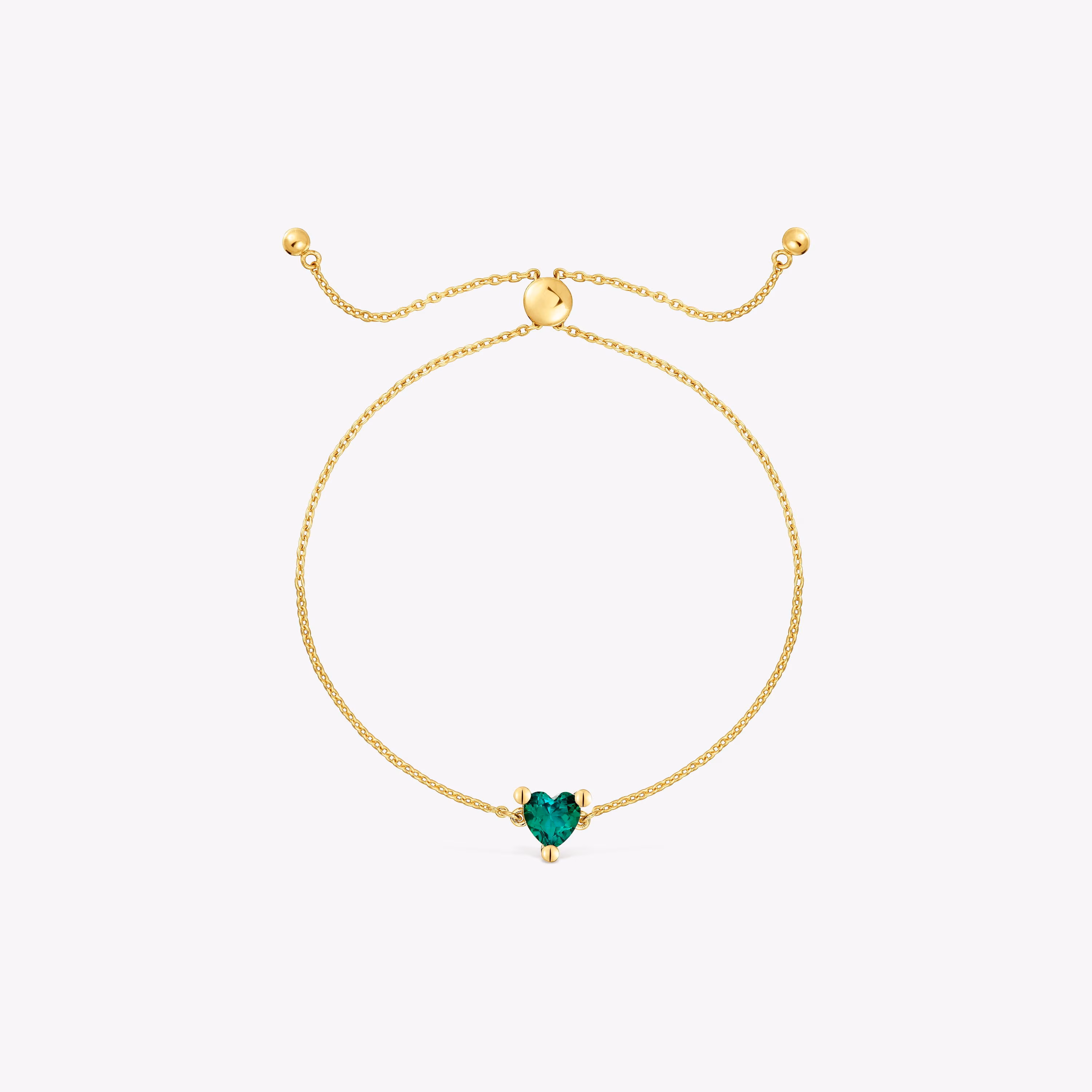 Pulsera cadena con baño de oro 18 kt sobre plata y esmeralda creada en laboratorio Garden Of Love LGG