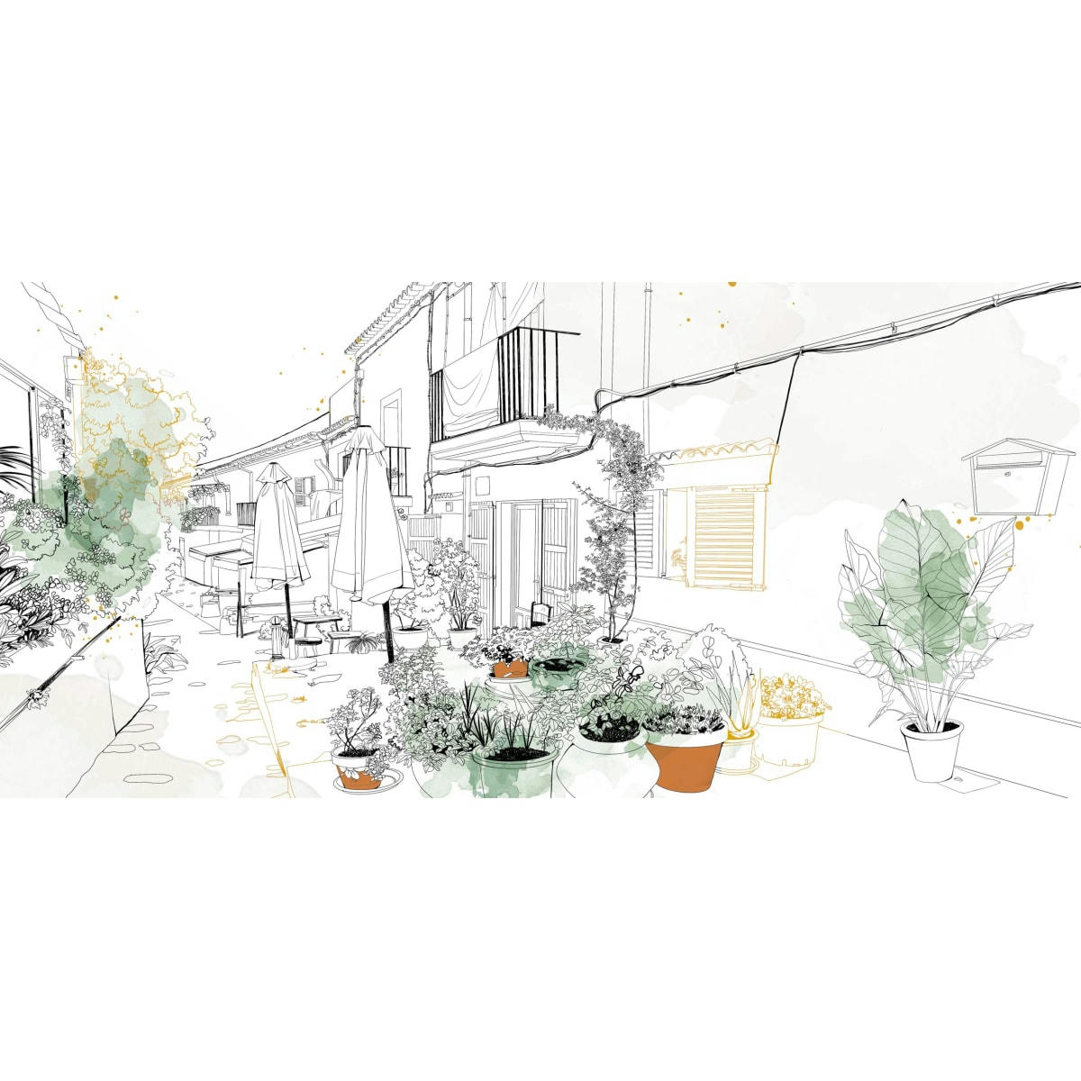 - Papier peint panoramique terrasse d'été 375 x 250 cm