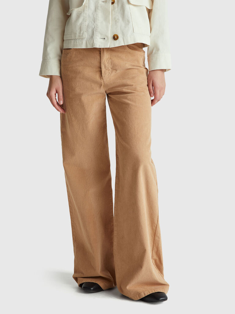 Wide fit velvet trousers
