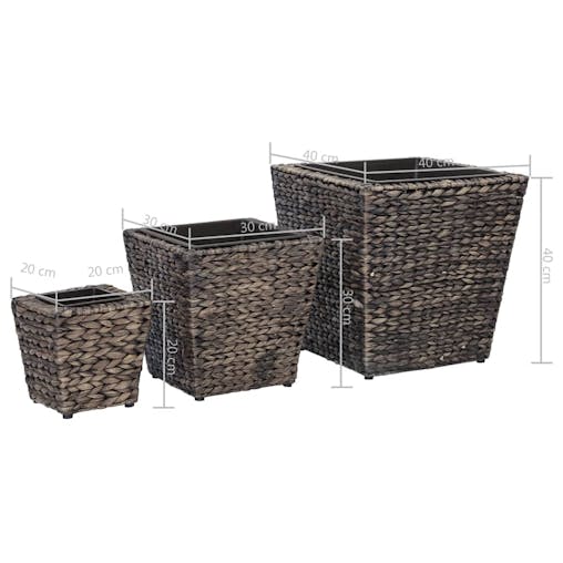 NNEVL Garden Raised Beds 3 pcs Water Hyacinth Brown