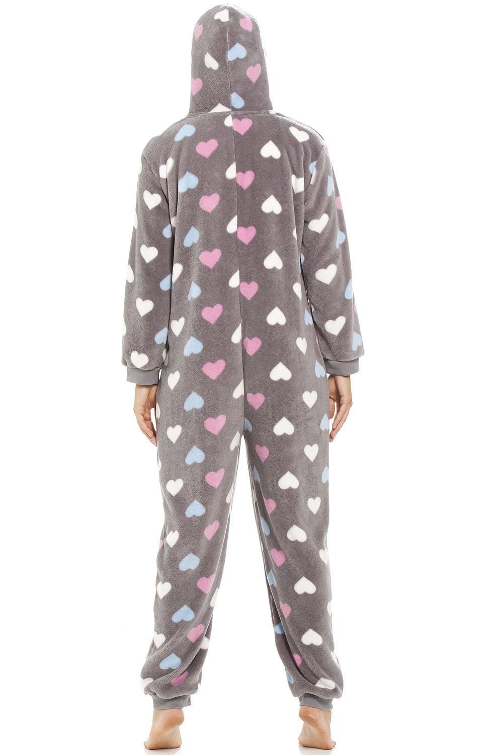 Camille Multicoloured Heart Print Supersoft Grey Onesie
