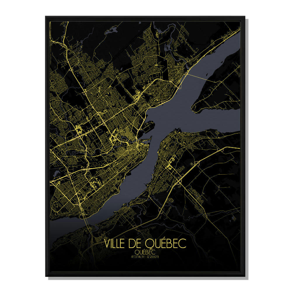 - Affiche Québec Carte Nuit 40x50