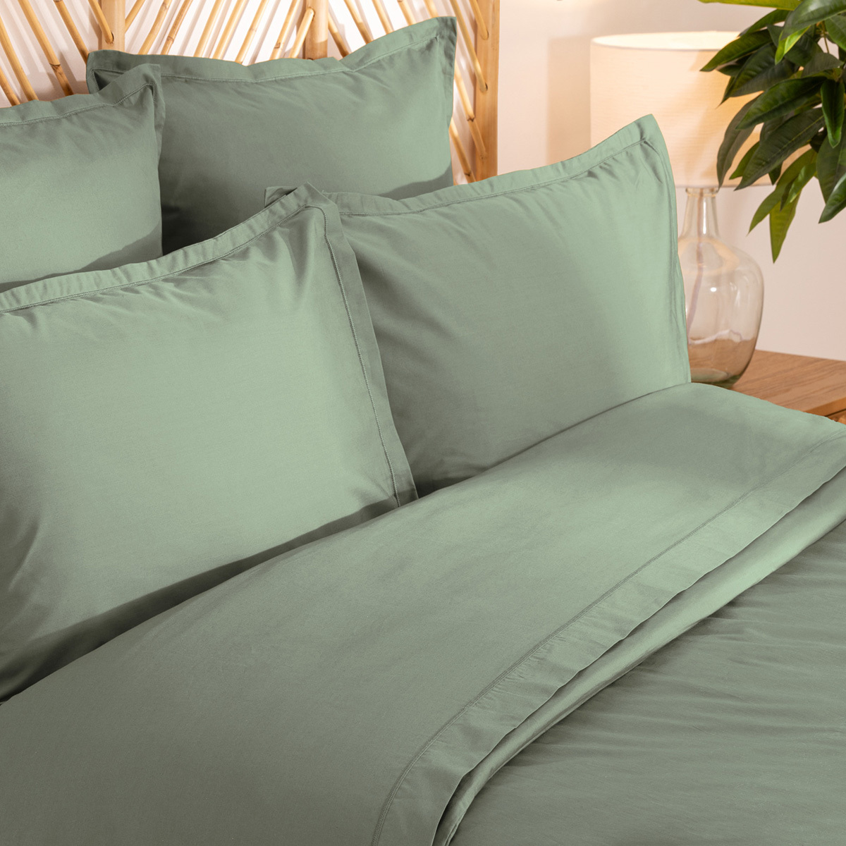 Fitted sheet, percale Green, 160x200 cm