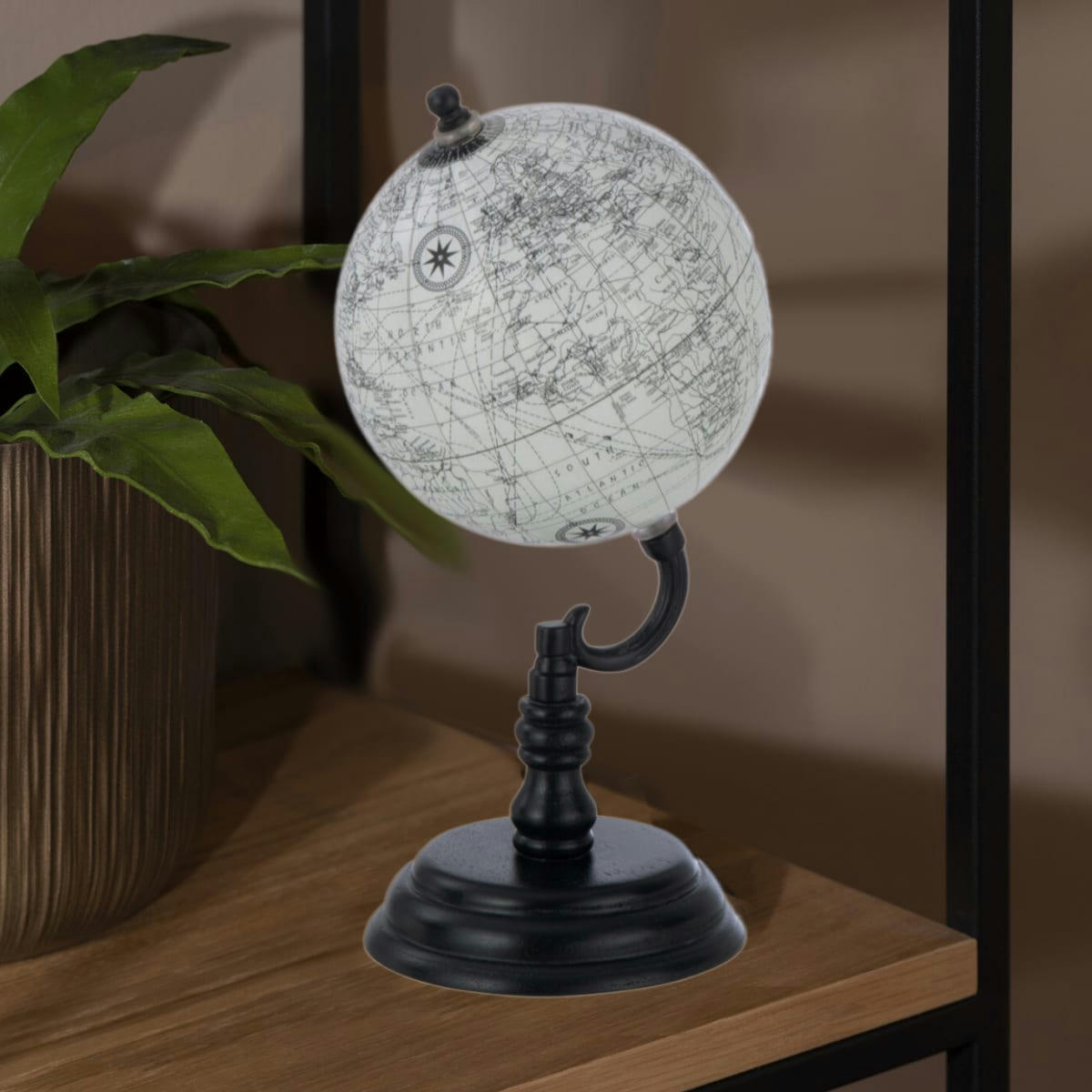 - Décoration globe terrestre blanc et noir 27 cm