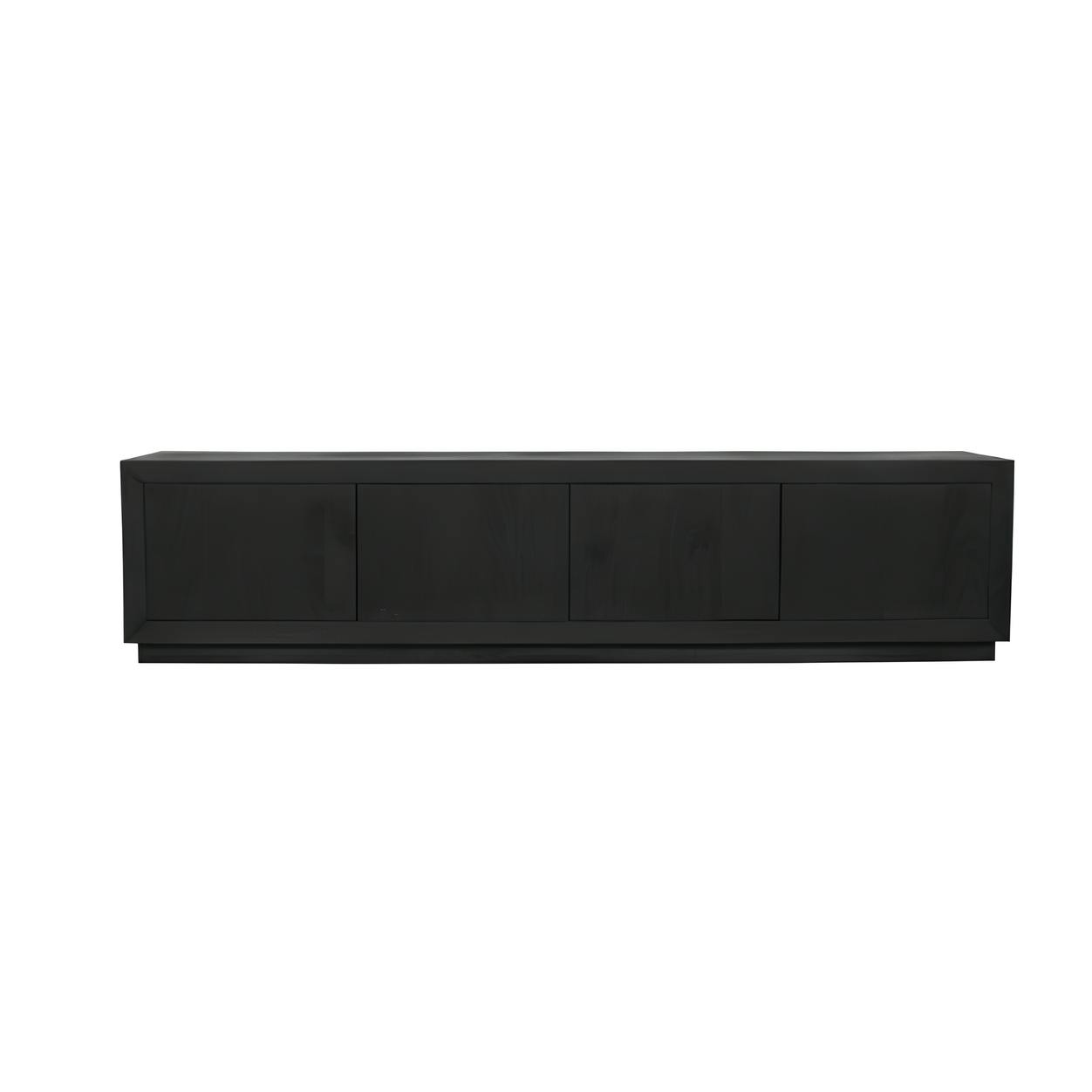 Meuble TV avec rangement bois noir 200 cm MONTARO