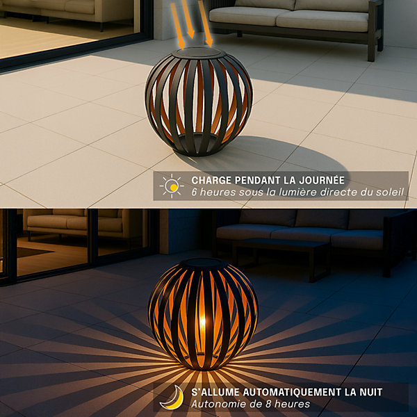Lanterne Solaire Extérieur Boule D40CM LED - éclairage Jardin Terrasse 3000K - Design Décoratif IP44 - 8h Autonomie - Groupe DDC
