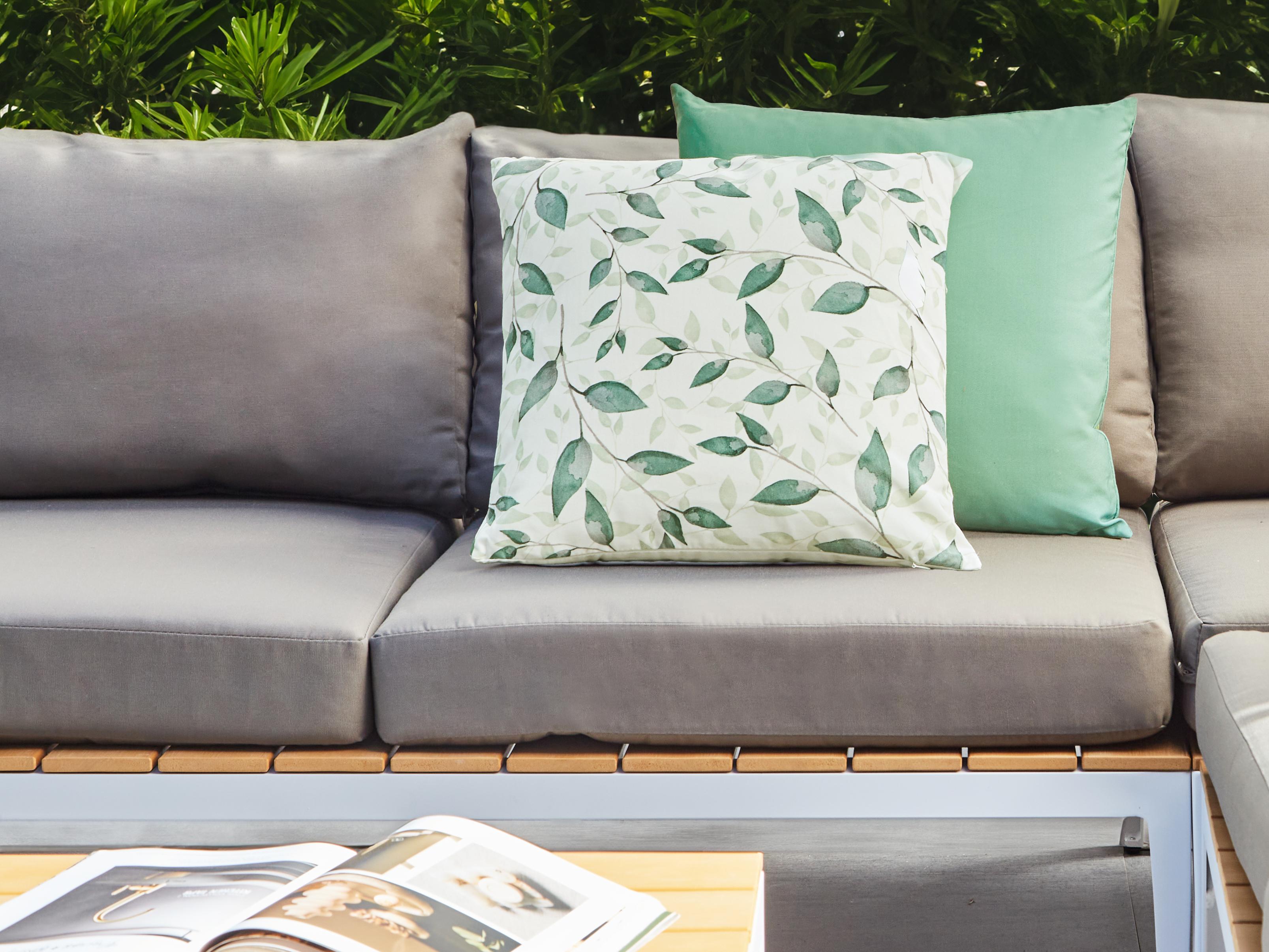 Set of 2 Outdoor Cushions FLYLEAF Plant Pattern 45 x 45 cm Green