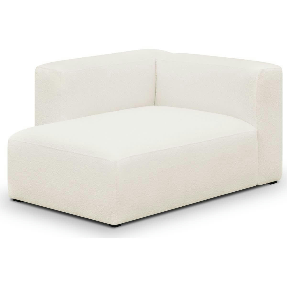 MODULO - Méridienne d'angle à gauche modulable en tissu bouclette écru