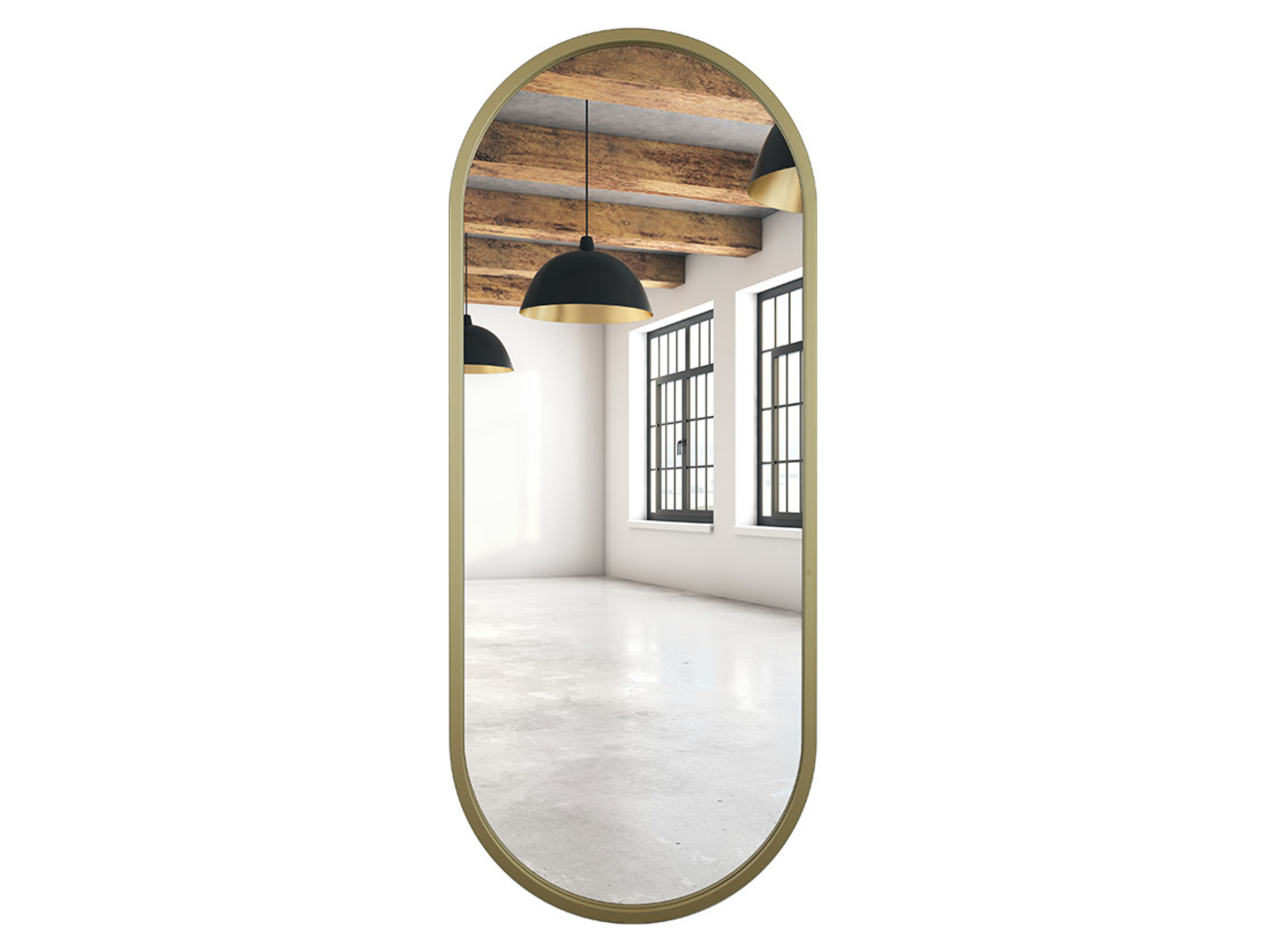 Lustro ścienne 40x140 owalne złote mat